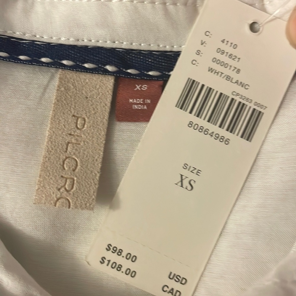 Pilcro Anthropologie peasant style xs white blouse